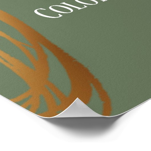 Poster Ajouter Votre Texte Ovales Or Scribblés Vert Olive (Coin)