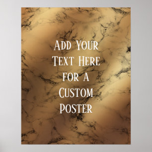 Poster Ajouter votre texte personnalisé Gold & Black Marb