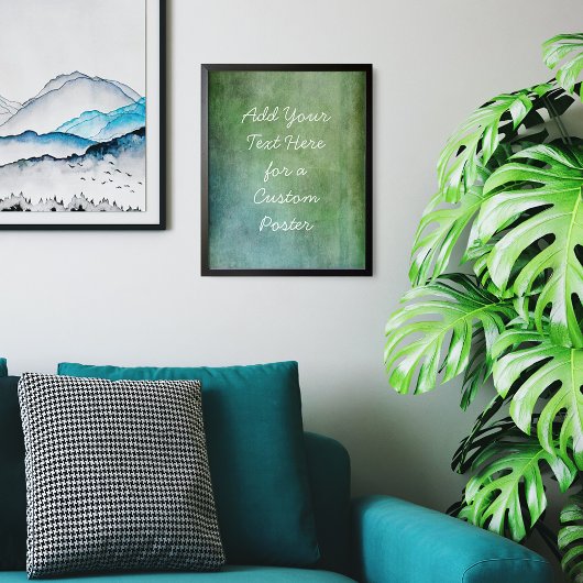 Poster Ajouter votre texte personnalisé Grunge Turquoise 