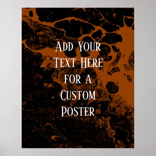 Poster Ajouter Votre Texte Personnalisé Marbre Noir & Brû (Devant)