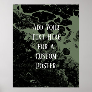 Poster Ajouter votre texte personnalisé Marbre noir et ve