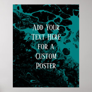 Poster Ajouter votre texte personnalisé Marbre Turquoise 
