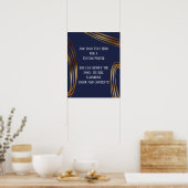 Poster Ajouter Votre Texte Scribblé Gold Ovals Navy Blue (Cuisine)