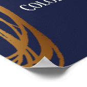 Poster Ajouter Votre Texte Scribblé Gold Ovals Navy Blue (Coin)