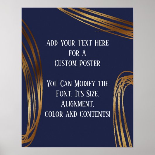 Poster Ajouter Votre Texte Scribblé Gold Ovals Navy Blue (Devant)
