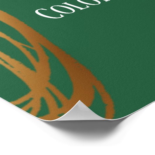 Poster Ajouter Votre Texte Scribblé Or Ovales Leaf Green (Coin)