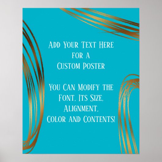 Poster Ajouter Votre Texte Scribbled Gold Ovals Scuba Blu (Devant)