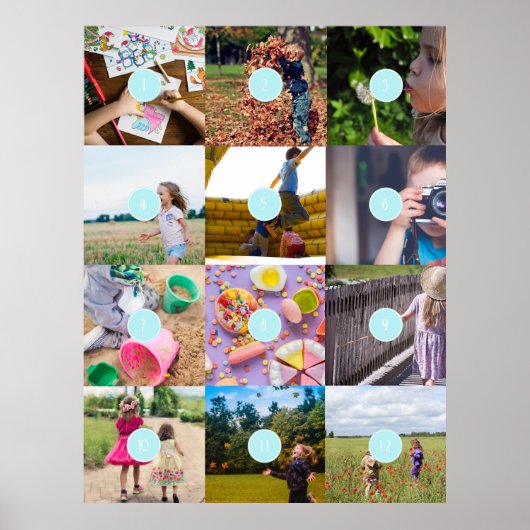 Poster Ajoutez vos 12 photos personnalisables (Devant)
