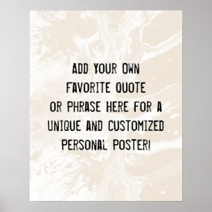 Poster Ajoutez Votre Citation Personnalisée Marbre Blanc