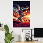 Poster Ajoutez votre message, Astronaute du skateboard su (Bureau à domicile)