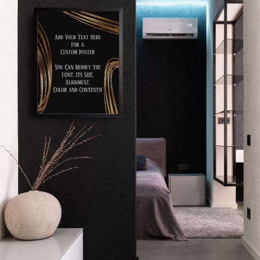 Poster Ajoutez Votre Texte Ovales Or Scribblés, Noir