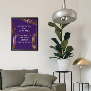 Poster Ajoutez Votre Texte Ovales Or Scribblés Profond Vi