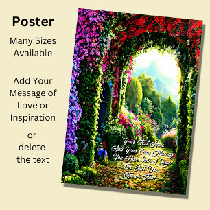 Poster Ajoutez Votre Texte, Sentier avec Fleurs Mauves Ro