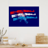 Poster AK 47, rouge, blanc et bleu (Cuisine)