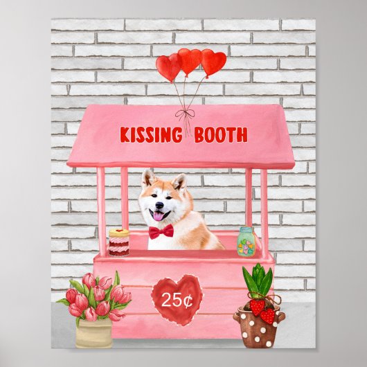 Poster Akita Chien Valentine's Day Kissing Booth (Devant)