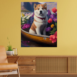 Poster Akita Dog sur une pagaie : une aventure Pittoresqu