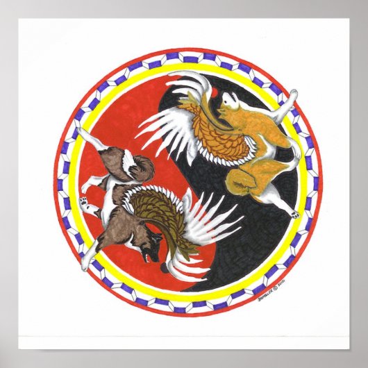 Poster akita yin et yang (Devant)