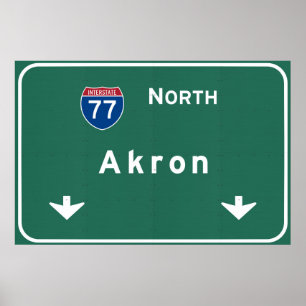Poster Akron Ohio oh Autoroute Interstate Freeway :