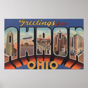 Poster Akron, Ohio Scènes de grandes lettresAkron, OH