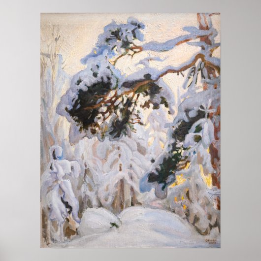 Poster Akseli Gallen-Kallela - Forêt en hiver (Devant)