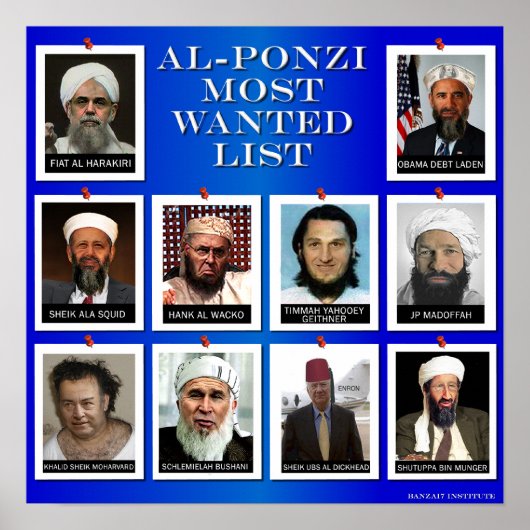 POSTER AL-PONZI LISTE LA PLUS RECHERCHÉE "BLUE" (Devant)