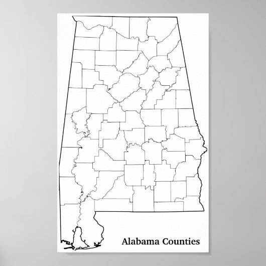 Poster Alabama Comtés Blank Plan (Devant)