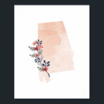 Poster Alabama Floral Aquarelle Etat<br><div class="desc">Alabama Floral Aquarelle Etat</div>