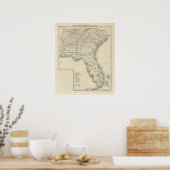 Poster Alabama, Géorgie, Caroline du Sud et Floride (Cuisine)