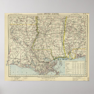Poster Alabama, Mississippi, Louisiane, Arkansas