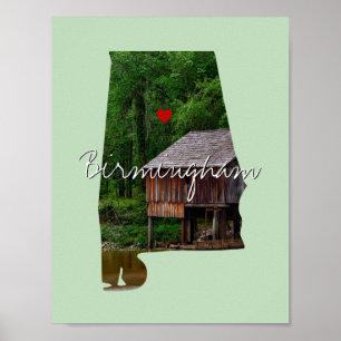 Poster Alabama State Photo insert and town name