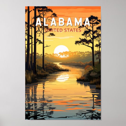 Poster Alabama Travel Art Vintage (Devant)