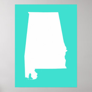 Poster Alabama Turquoise et Blanc
