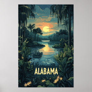 Poster Alabama USA Art Vintage Illustration Voyage