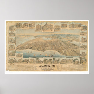 Poster Alameda, CA. Carte panoramique (0540A)