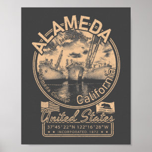 POSTER ALAMEDA CALIFORNIA - CRUISER MILITAIRE DE LA MARIN