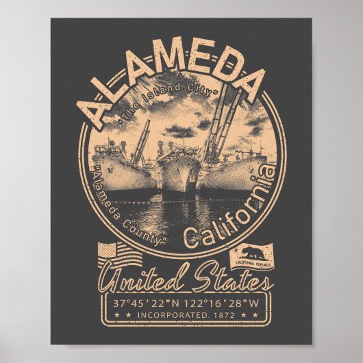 POSTER ALAMEDA CALIFORNIA - CRUISER MILITAIRE DE LA MARIN (Devant)