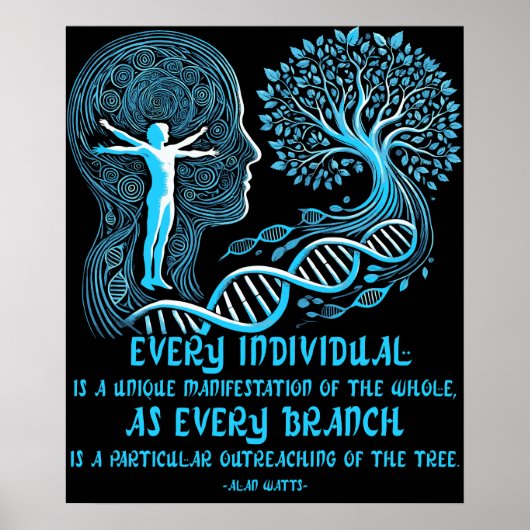 Poster Alan Watts Cite chaque individu L'arbre de vie (Devant)