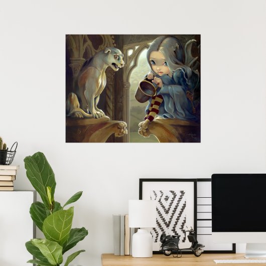 Poster Alannah et Gargoyle ART IMPRIMER fée gothique (Bureau à domicile)