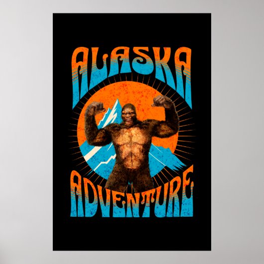 Poster Alaska Adventure Funny Sasquatch (Devant)