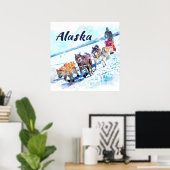 Poster Alaska (AK) Une équipe de chiens de traîneau - Aff (Bureau à domicile)