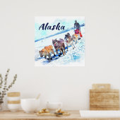 Poster Alaska (AK) Une équipe de chiens de traîneau - Aff (Cuisine)