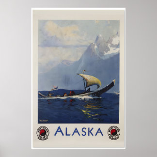 Poster Alaska années 1920 Chemin de fer du Pacifique Nord