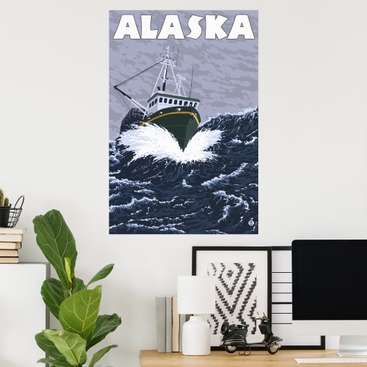 Poster Alaska - Bateau de crabe (Bureau à domicile)