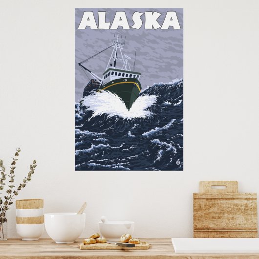 Poster Alaska - Bateau de crabe (Cuisine)