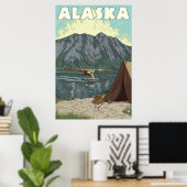 Poster Alaska - Bush Plane and Fishing (Bureau à domicile)