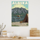 Poster Alaska - Bush Plane and Fishing (Cuisine)