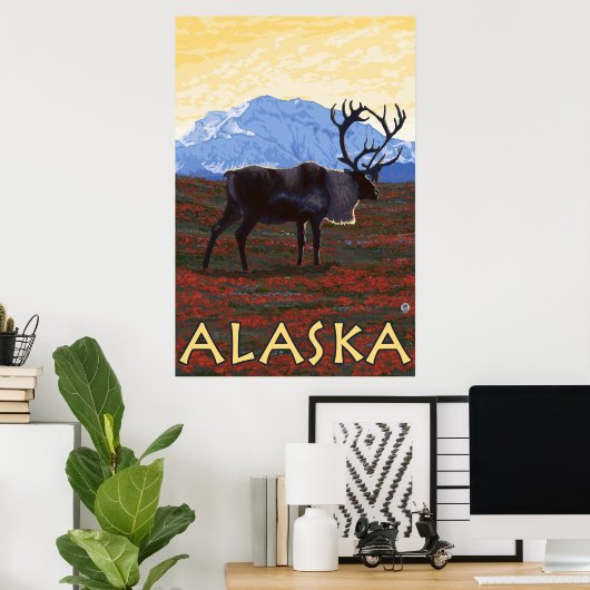 Poster Alaska - Caribou (Bureau à domicile)