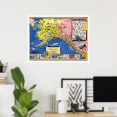 Poster Alaska - Carte de la ligne de navigation 1934 (Bureau à domicile)