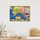 Poster Alaska - Carte de la ligne de navigation 1934 (Cuisine)