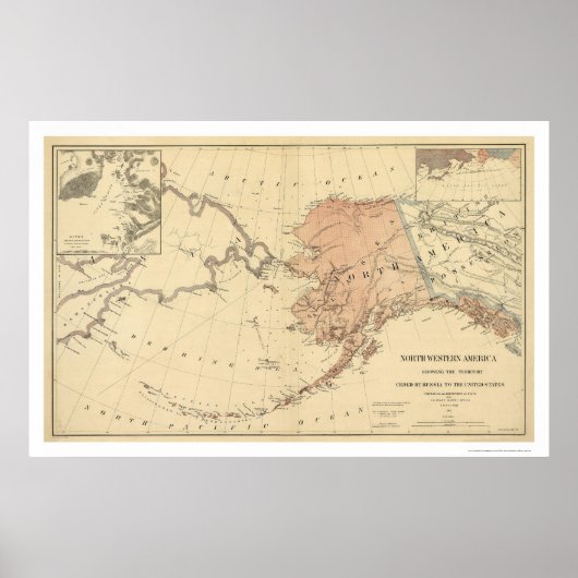 Poster Alaska Cédé Par La Russie Carte 1867 (Devant)